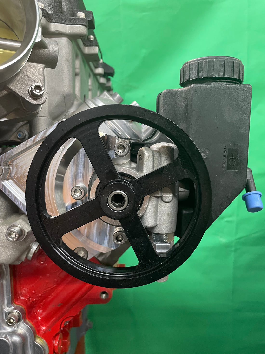 Power Steering Pump with Pulley and reservoir - Mid Mount