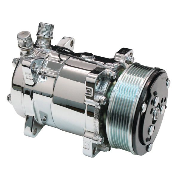 Vintage Air Sanden SD709 A/C Compressor - Side/Top Exit (Polished)