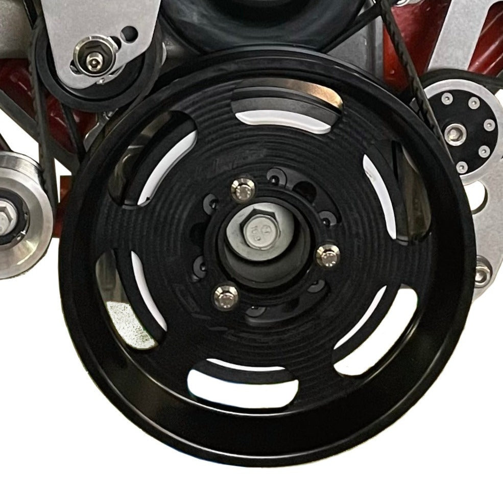 10 Rib Supercharger Crank Pulley - 9.170 17% OD - LSA Offset - Black Anodized