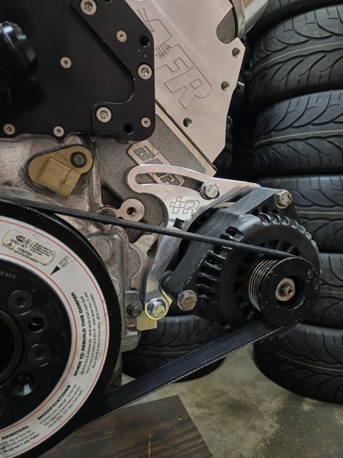 Alec Robbins Racing - Low Mount Alternator Bracket - Rigid Tension