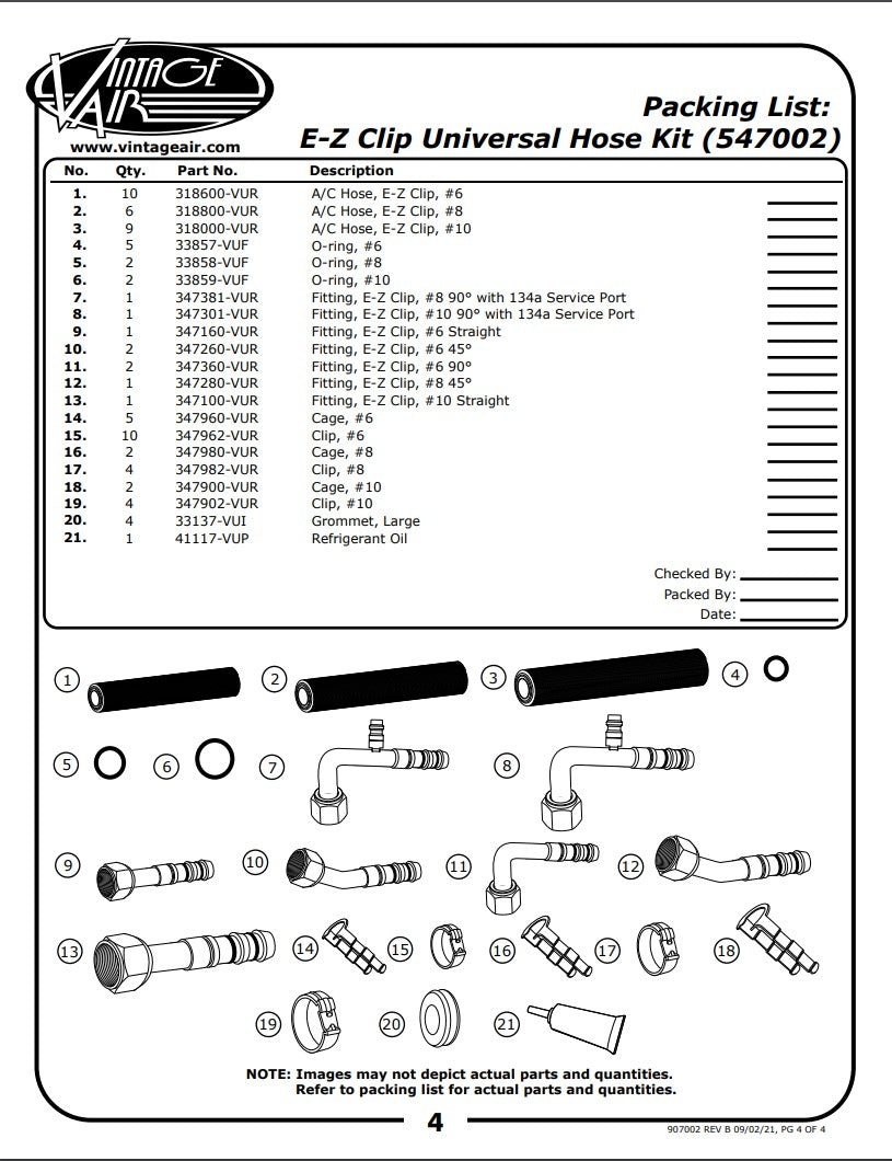 Vintage Air E-Z Clip Refrigerant Hose Kit