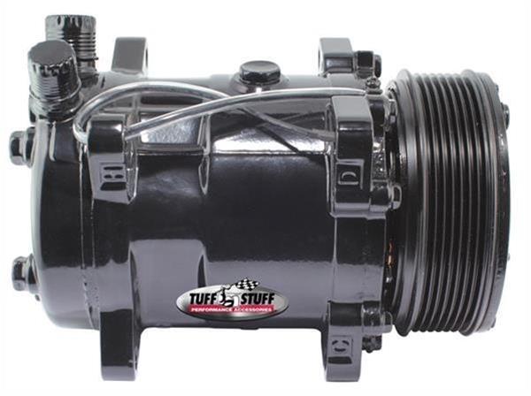 Tuff Stuff Performance Sanden SD508 A/C Compressor - Side/Top Exit (Black Powdercoated)